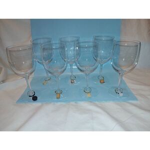 Set Of 7 Wine Glasses With Charms